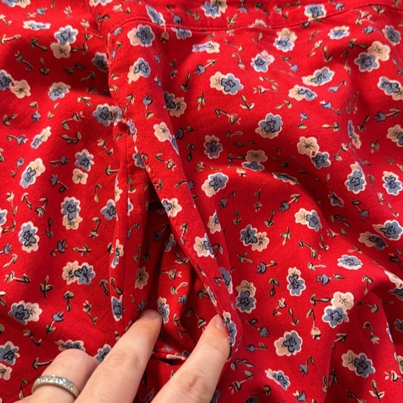 Red Vintage Floral Print A-Line Skirt Size Medium P - Picture 5 of 7